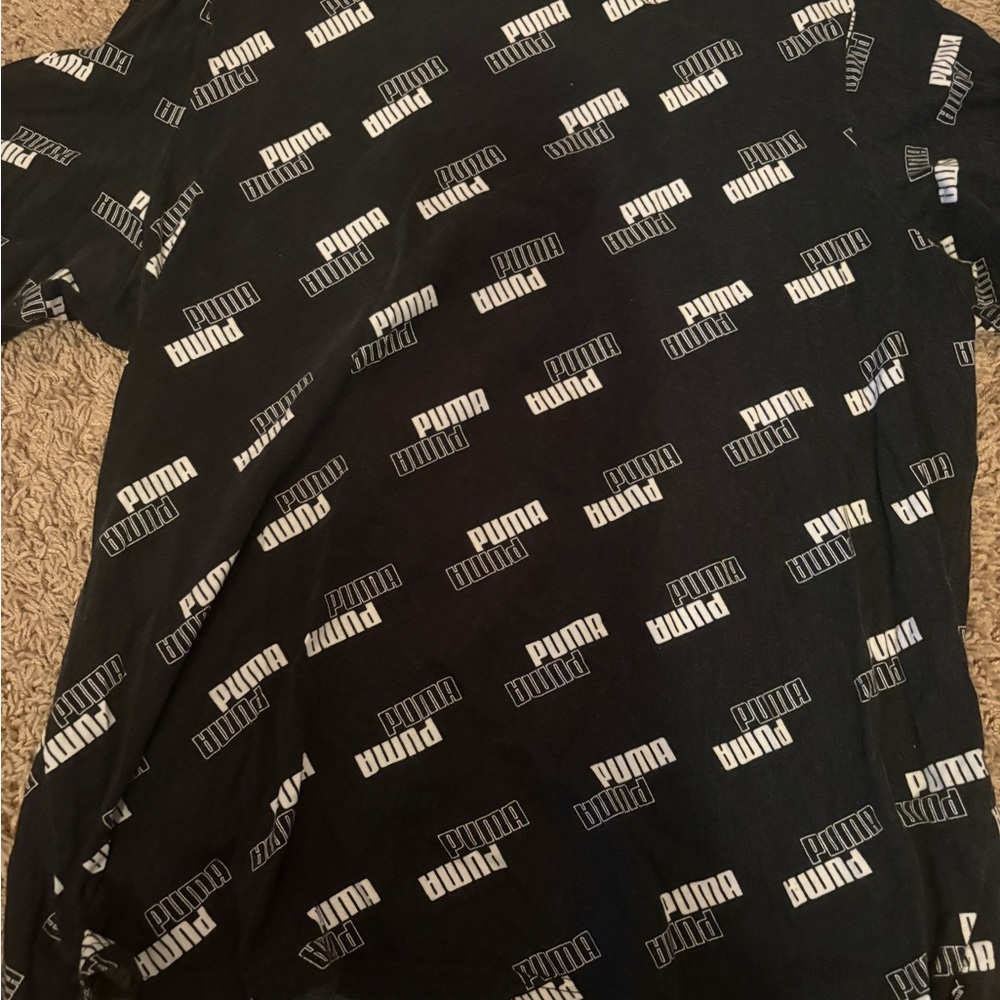 Puma Black and White Logo Pattern Men's Tee